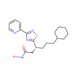 O=C(C[C@@H](CCCC1CCCCC1)c1nc(-c2ccccn2)no1)NO ZINC000028701792