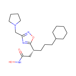 O=C(C[C@@H](CCCC1CCCCC1)c1nc(CN2CCCC2)no1)NO ZINC000028701857