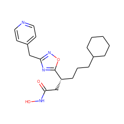 O=C(C[C@@H](CCCC1CCCCC1)c1nc(Cc2ccncc2)no1)NO ZINC000028701843