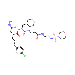 O=C(C[C@@H](CCCc1ccc(Cl)cc1)C(=O)N[C@@H](CC1CCCCC1)C(=O)NCCC(=O)NCCNS(=O)(=O)N1CCOCC1)NO ZINC000026398356