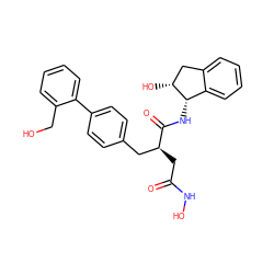 O=C(C[C@@H](Cc1ccc(-c2ccccc2CO)cc1)C(=O)N[C@H]1c2ccccc2C[C@H]1O)NO ZINC000013436303