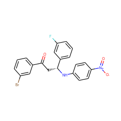 O=C(C[C@@H](Nc1ccc([N+](=O)[O-])cc1)c1cccc(F)c1)c1cccc(Br)c1 ZINC000049816757