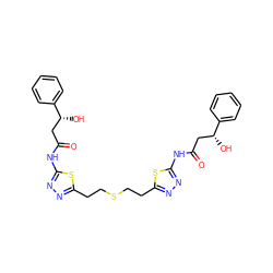 O=C(C[C@@H](O)c1ccccc1)Nc1nnc(CCSCCc2nnc(NC(=O)C[C@@H](O)c3ccccc3)s2)s1 ZINC000219981065