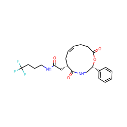 O=C(C[C@@H]1C/C=C/CCC(=O)O[C@H](c2ccccc2)CNC1=O)NCCCC(F)(F)F ZINC000095580037