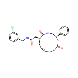 O=C(C[C@@H]1C/C=C/CCC(=O)O[C@H](c2ccccc2)CNC1=O)NCc1cccc(Cl)c1 ZINC000095580010