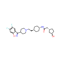 O=C(C[C@@H]1CC[C@@H](O)C1)N[C@H]1CC[C@H](CCN2CCC(c3noc4cc(F)c(F)cc34)CC2)CC1 ZINC001772633310