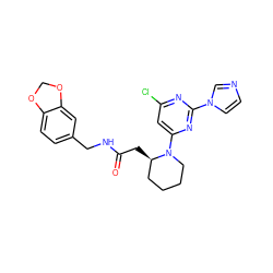 O=C(C[C@@H]1CCCCN1c1cc(Cl)nc(-n2ccnc2)n1)NCc1ccc2c(c1)OCO2 ZINC000035272239