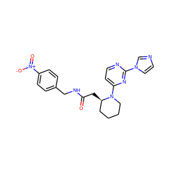 O=C(C[C@@H]1CCCCN1c1ccnc(-n2ccnc2)n1)NCc1ccc([N+](=O)[O-])cc1 ZINC000035275418