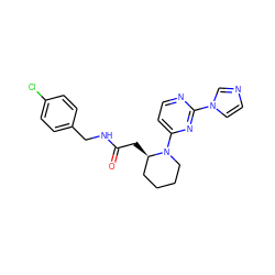 O=C(C[C@@H]1CCCCN1c1ccnc(-n2ccnc2)n1)NCc1ccc(Cl)cc1 ZINC000035274929