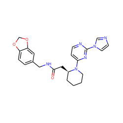 O=C(C[C@@H]1CCCCN1c1ccnc(-n2ccnc2)n1)NCc1ccc2c(c1)OCO2 ZINC000035274896