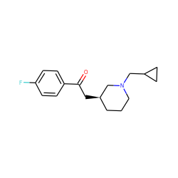 O=C(C[C@@H]1CCCN(CC2CC2)C1)c1ccc(F)cc1 ZINC000027438183