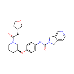 O=C(C[C@@H]1CCOC1)N1CCC[C@H](Oc2ccc(NC(=O)N3Cc4ccncc4C3)cc2)C1 ZINC000166856041