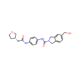 O=C(C[C@@H]1CCOC1)Nc1ccc(NC(=O)N2Cc3ccc(CO)cc3C2)cc1 ZINC000167136781