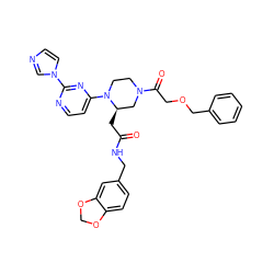 O=C(C[C@@H]1CN(C(=O)COCc2ccccc2)CCN1c1ccnc(-n2ccnc2)n1)NCc1ccc2c(c1)OCO2 ZINC000036089246