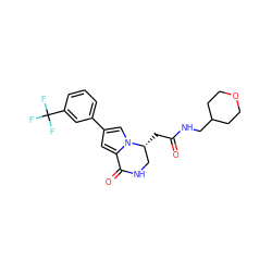 O=C(C[C@@H]1CNC(=O)c2cc(-c3cccc(C(F)(F)F)c3)cn21)NCC1CCOCC1 ZINC000169332449