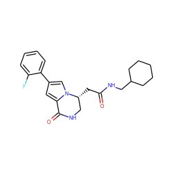 O=C(C[C@@H]1CNC(=O)c2cc(-c3ccccc3F)cn21)NCC1CCCCC1 ZINC000169332457