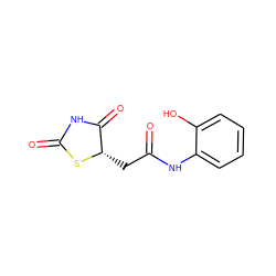 O=C(C[C@@H]1SC(=O)NC1=O)Nc1ccccc1O ZINC000000985988