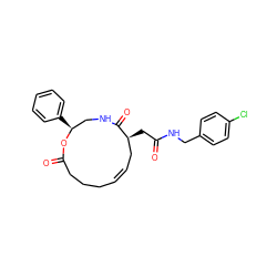 O=C(C[C@H]1C/C=C/CCCC(=O)O[C@@H](c2ccccc2)CNC1=O)NCc1ccc(Cl)cc1 ZINC000049036637