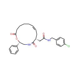 O=C(C[C@H]1C/C=C/CCCCC(=O)O[C@@H](c2ccccc2)CNC1=O)NCc1ccc(Cl)cc1 ZINC000049792518