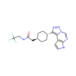 O=C(C[C@H]1CC[C@H](c2nnn3cnc4[nH]ccc4c23)CC1)NCC(F)(F)F ZINC001772584099