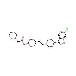 O=C(C[C@H]1CCCCO1)N[C@H]1CC[C@H](CCN2CCC(c3noc4cc(Cl)ccc34)CC2)CC1 ZINC001772578226