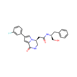 O=C(C[C@H]1CNC(=O)c2cc(-c3cccc(F)c3)cn21)N[C@H](CO)Cc1ccccc1 ZINC000169325488