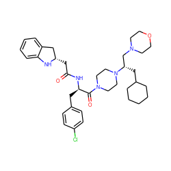 O=C(C[C@H]1Cc2ccccc2N1)N[C@H](Cc1ccc(Cl)cc1)C(=O)N1CCN([C@@H](CC2CCCCC2)CN2CCOCC2)CC1 ZINC000036284929