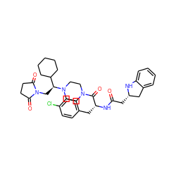 O=C(C[C@H]1Cc2ccccc2N1)N[C@H](Cc1ccc(Cl)cc1)C(=O)N1CCN([C@@H](CN2C(=O)CCC2=O)C2CCCCC2)CC1 ZINC000036284816