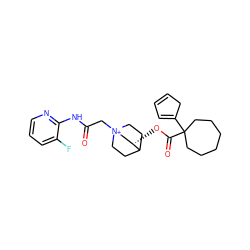 O=C(C[N+]12CCC(CC1)[C@@H](OC(=O)C1(C3=CC=CC3)CCCCCC1)C2)Nc1ncccc1F ZINC000103290299