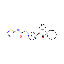 O=C(C[N+]12CCC(CC1)[C@@H](OC(=O)C1(C3=CC=CC3)CCCCCC1)C2)Nc1ncns1 ZINC000103288803