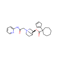 O=C(C[N+]12CCC(CC1)[C@H](OC(=O)C1(C3=CC=CC3)CCCCCC1)C2)Nc1ccccn1 ZINC000103290283