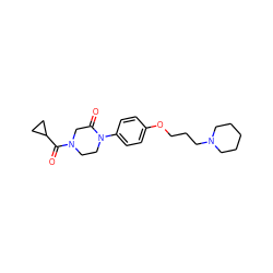 O=C(C1CC1)N1CCN(c2ccc(OCCCN3CCCCC3)cc2)C(=O)C1 ZINC000028870249