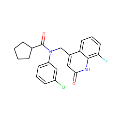 O=C(C1CCCC1)N(Cc1cc(=O)[nH]c2c(F)cccc12)c1cccc(Cl)c1 ZINC000040891666