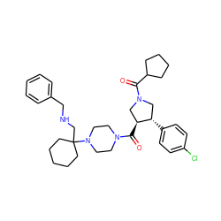 O=C(C1CCCC1)N1C[C@H](c2ccc(Cl)cc2)[C@@H](C(=O)N2CCN(C3(CNCc4ccccc4)CCCCC3)CC2)C1 ZINC000028953925