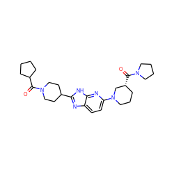 O=C(C1CCCC1)N1CCC(c2nc3ccc(N4CCC[C@@H](C(=O)N5CCCC5)C4)nc3[nH]2)CC1 ZINC001772656074