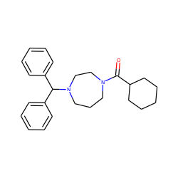 O=C(C1CCCCC1)N1CCCN(C(c2ccccc2)c2ccccc2)CC1 ZINC000049050811