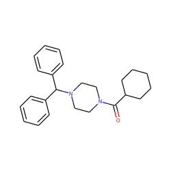 O=C(C1CCCCC1)N1CCN(C(c2ccccc2)c2ccccc2)CC1 ZINC000019834645