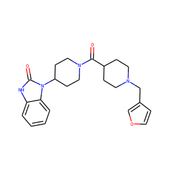 O=C(C1CCN(Cc2ccoc2)CC1)N1CCC(n2c(=O)[nH]c3ccccc32)CC1 ZINC000058581730