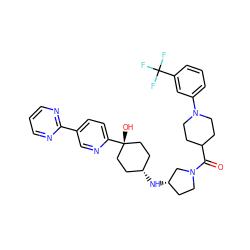 O=C(C1CCN(c2cccc(C(F)(F)F)c2)CC1)N1CC[C@H](N[C@H]2CC[C@@](O)(c3ccc(-c4ncccn4)cn3)CC2)C1 ZINC000254074544