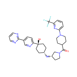 O=C(C1CCN(c2cccc(C(F)(F)F)n2)CC1)N1CC[C@H](N[C@H]2CC[C@@](O)(c3ccc(-c4ncccn4)cn3)CC2)C1 ZINC000254081850