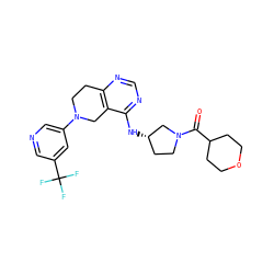 O=C(C1CCOCC1)N1CC[C@H](Nc2ncnc3c2CN(c2cncc(C(F)(F)F)c2)CC3)C1 ZINC000113569297