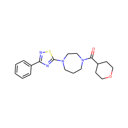 O=C(C1CCOCC1)N1CCCN(c2nc(-c3ccccc3)ns2)CC1 ZINC000059275613