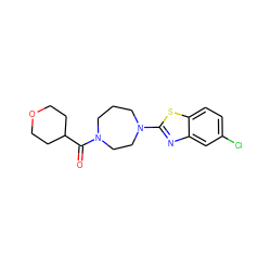 O=C(C1CCOCC1)N1CCCN(c2nc3cc(Cl)ccc3s2)CC1 ZINC000059283595