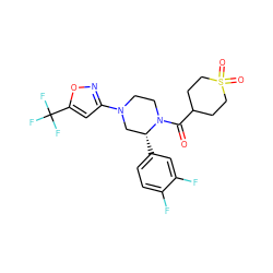 O=C(C1CCS(=O)(=O)CC1)N1CCN(c2cc(C(F)(F)F)on2)C[C@H]1c1ccc(F)c(F)c1 ZINC001772643540