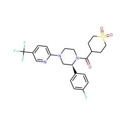 O=C(C1CCS(=O)(=O)CC1)N1CCN(c2ccc(C(F)(F)F)cn2)C[C@@H]1c1ccc(F)cc1 ZINC001772658106