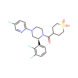 O=C(C1CCS(=O)(=O)CC1)N1CCN(c2ccc(F)cn2)C[C@@H]1c1cccc(F)c1F ZINC001772577232