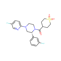 O=C(C1CCS(=O)(=O)CC1)N1CCN(c2ccc(F)cn2)C[C@H]1c1cccc(F)c1 ZINC001772629339