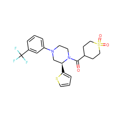 O=C(C1CCS(=O)(=O)CC1)N1CCN(c2cccc(C(F)(F)F)c2)C[C@@H]1c1cccs1 ZINC001772637787