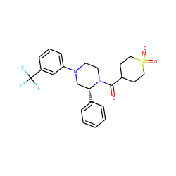 O=C(C1CCS(=O)(=O)CC1)N1CCN(c2cccc(C(F)(F)F)c2)C[C@H]1c1ccccc1 ZINC001772642454