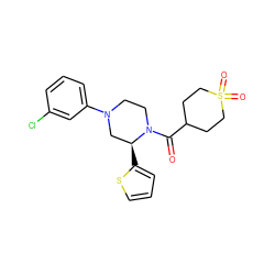 O=C(C1CCS(=O)(=O)CC1)N1CCN(c2cccc(Cl)c2)C[C@@H]1c1cccs1 ZINC001772640156